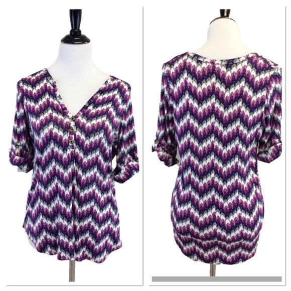 Pixley Tops - PIXLEY Stitch Fix Edmond chevron print henley M